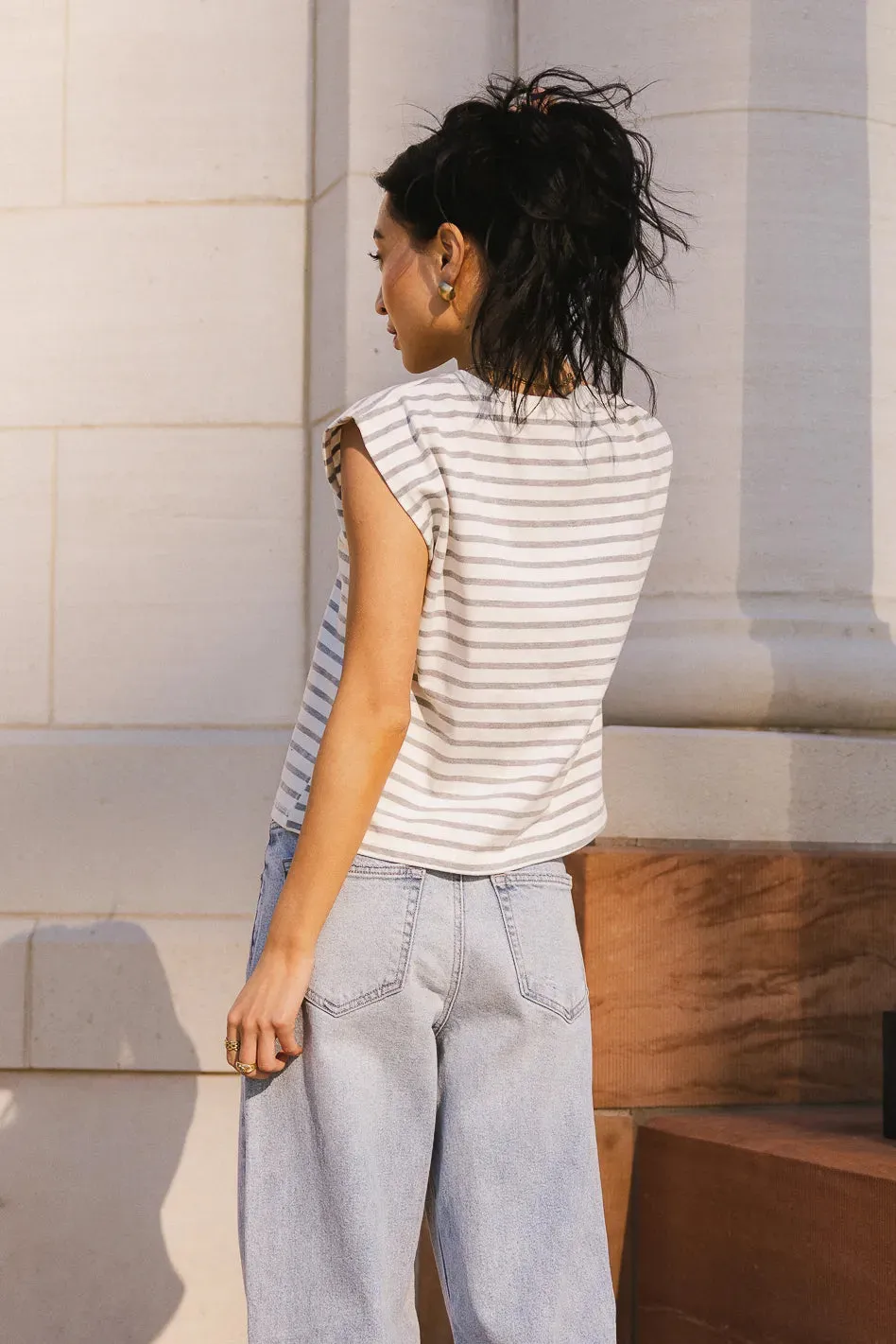 Kaycie Muscle Tee in Grey - FINAL SALE