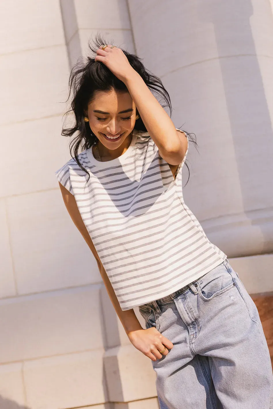 Kaycie Muscle Tee in Grey - FINAL SALE