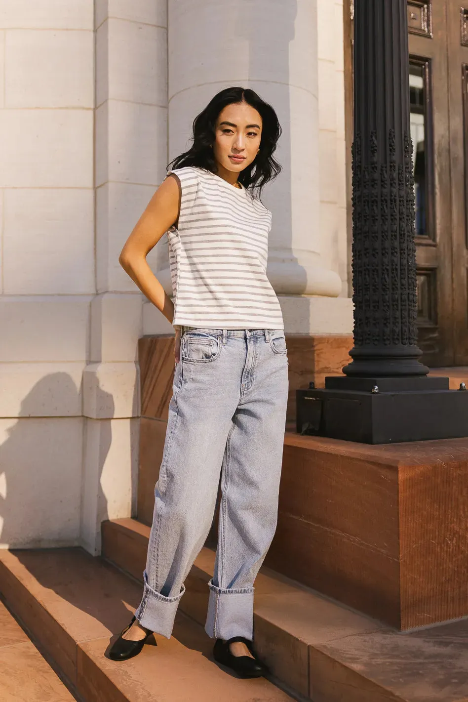 Kaycie Muscle Tee in Grey - FINAL SALE