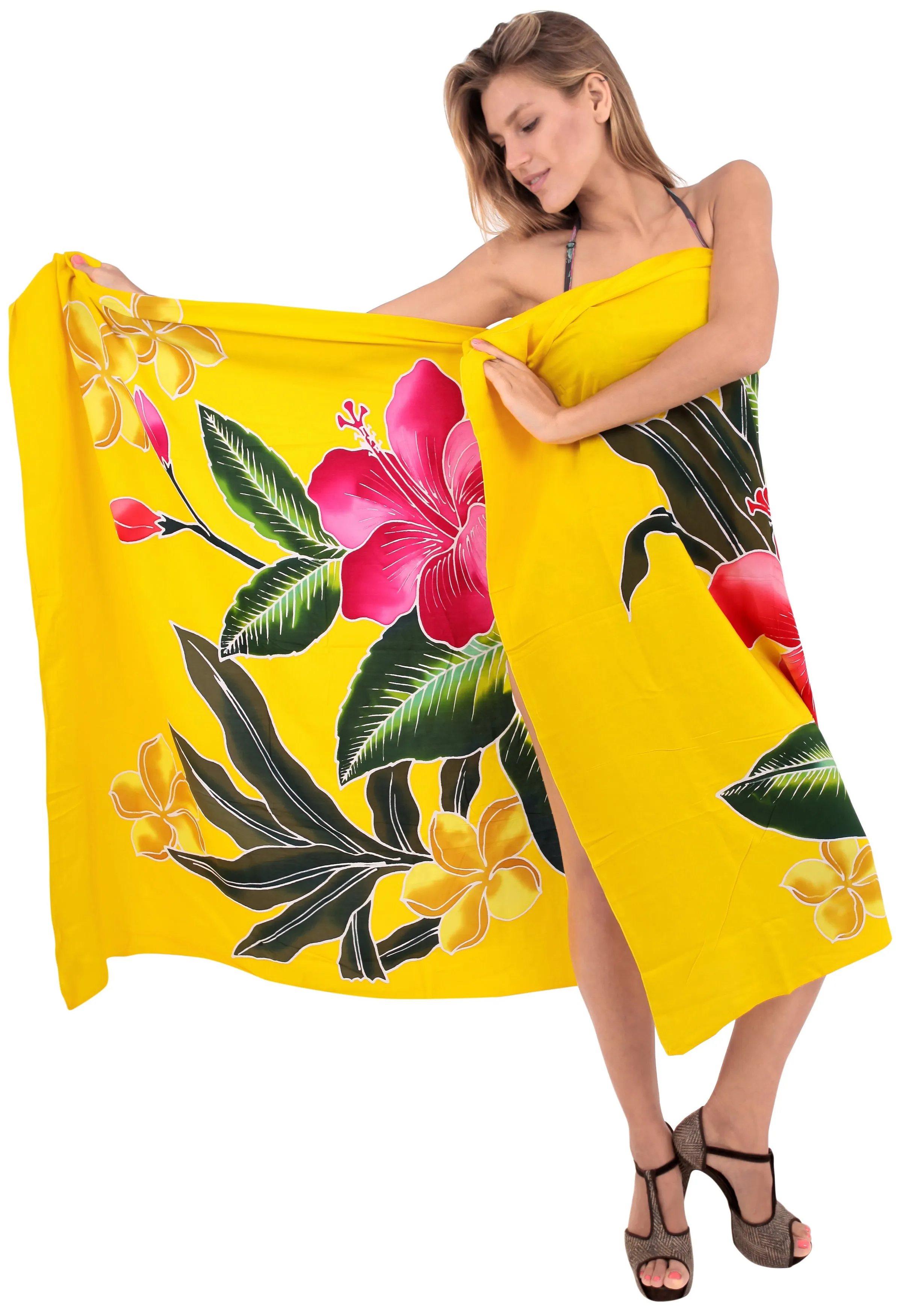 LA LEELA Bathing Towel Beach Womens Sarong Bikini Cover up Floral printed