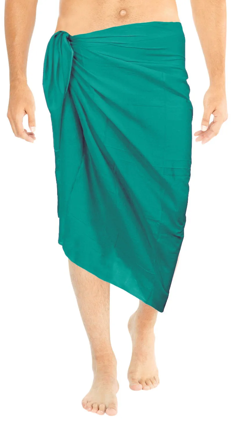 LA LEELA Men Swimwear Cover Up Beach Sarong Swimsuit Wrap 72"x42" Turquoise U309 125449