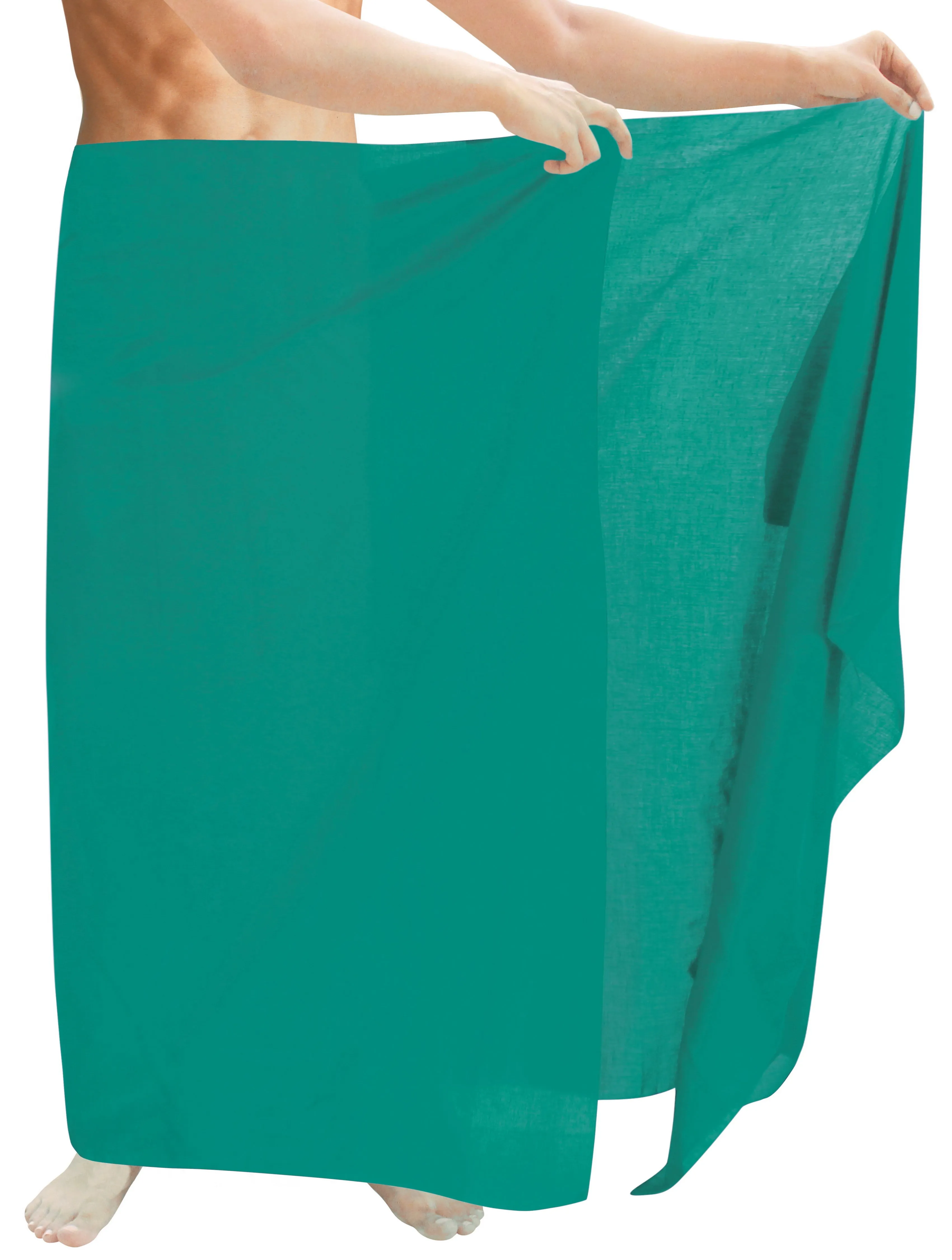 LA LEELA Men Swimwear Cover Up Beach Sarong Swimsuit Wrap 72"x42" Turquoise U309 125449