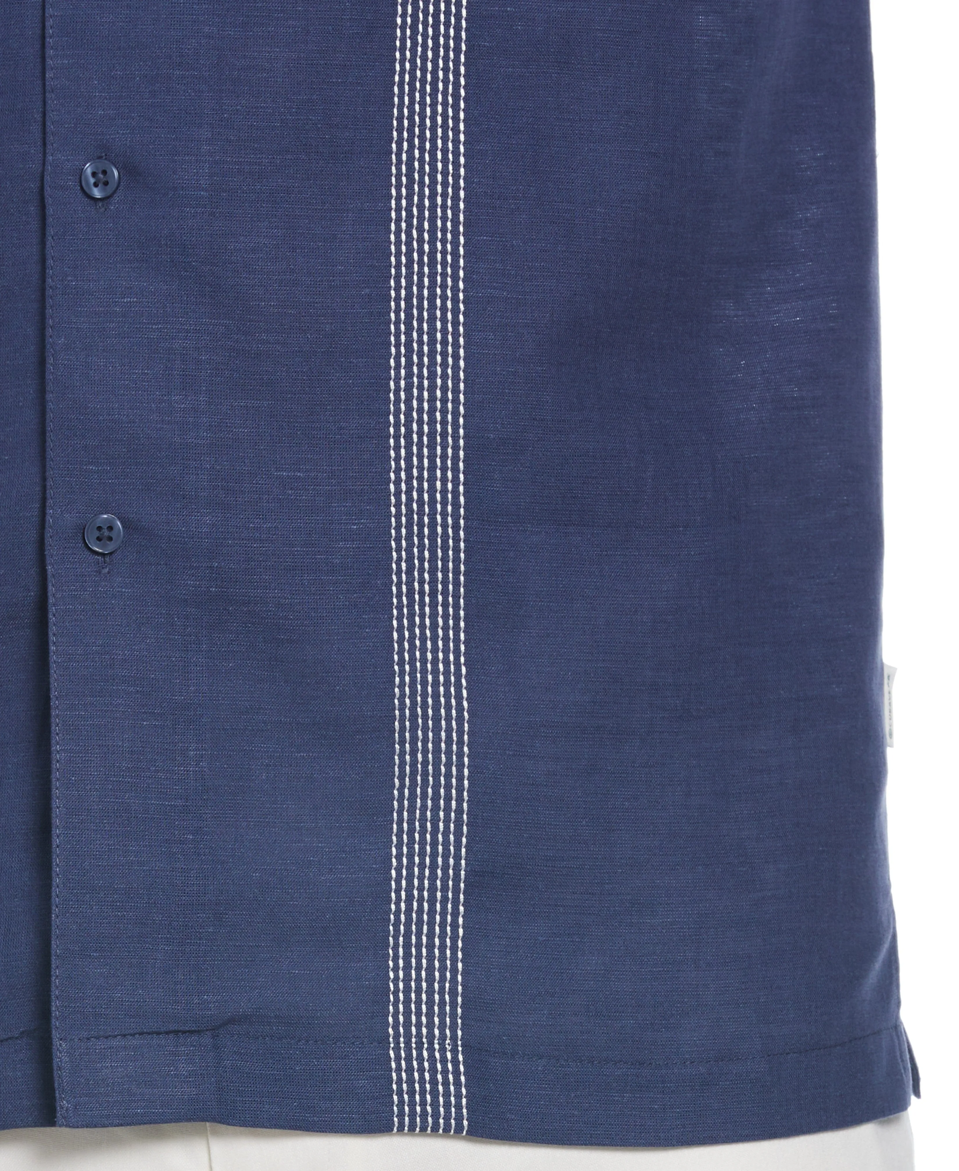 Linen Blend Asymmetrical Tropical Print Cuban Collar Shirt