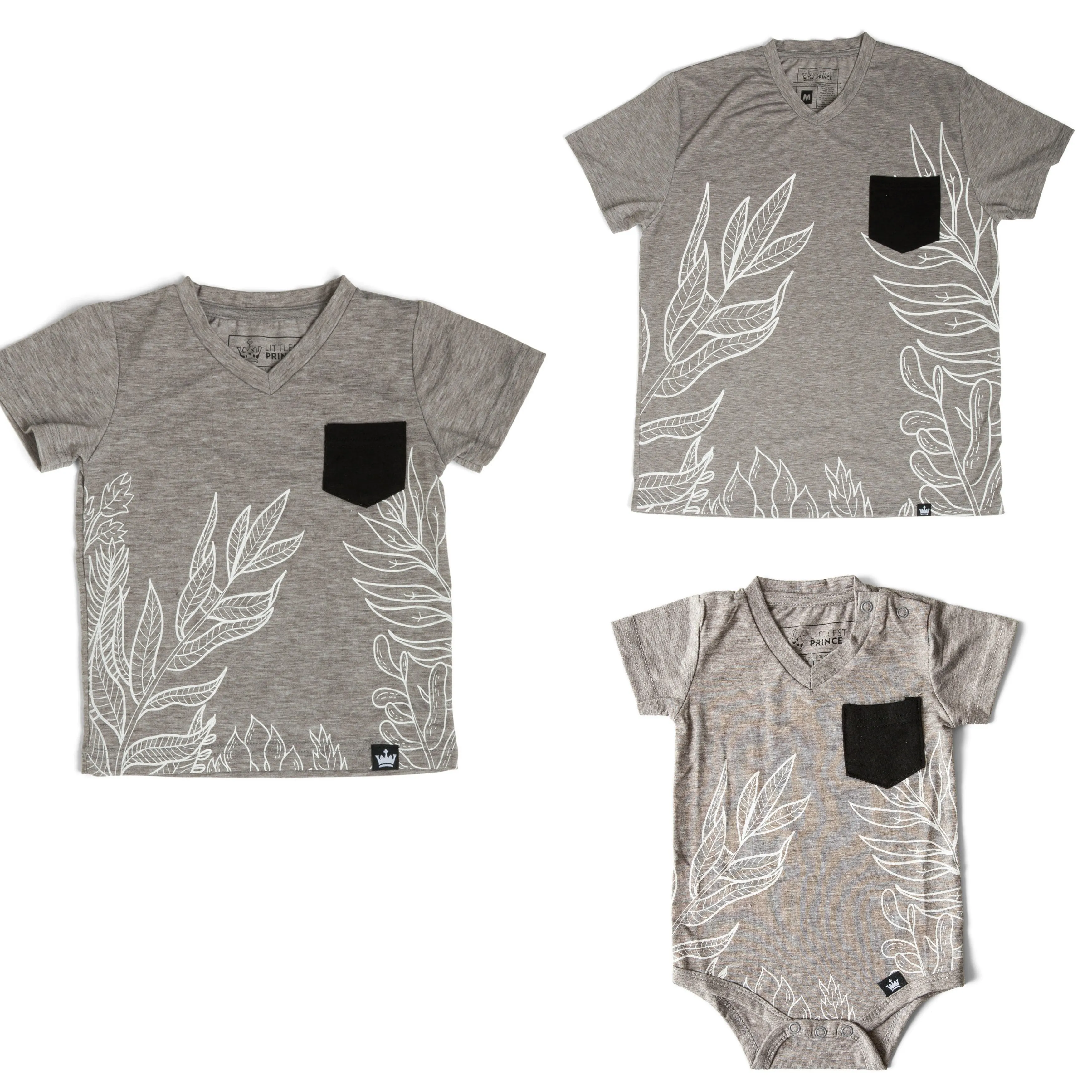 Littlest Prince Gray & Black Tropical Tee