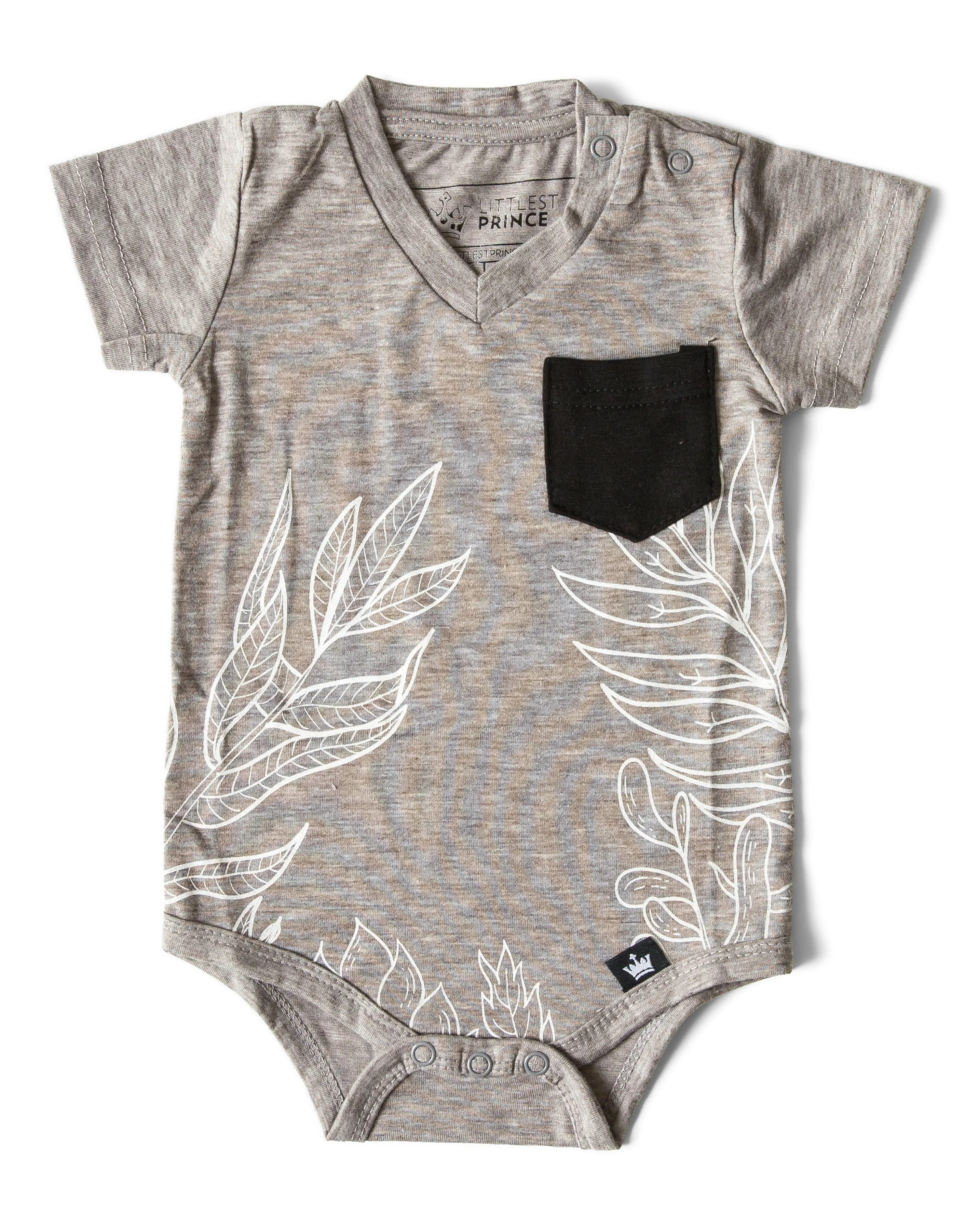 Littlest Prince Gray & Black Tropical Tee