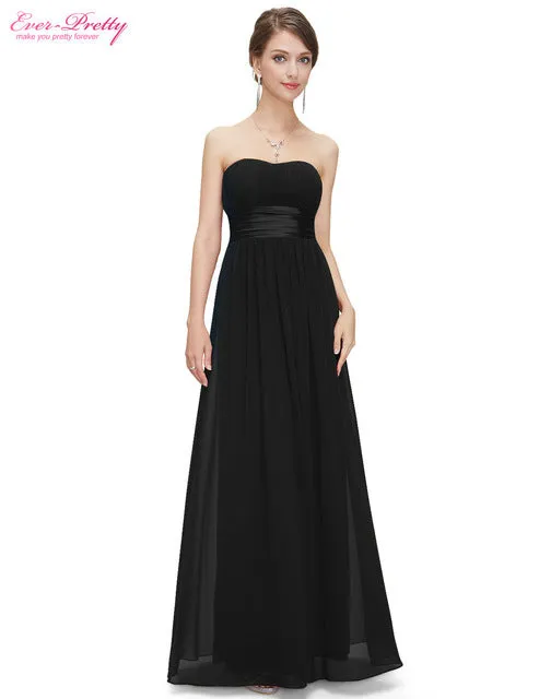 Long Evening Dresses Ever Pretty Strapless Ruched Bust Black Chiffon New Arrival Evening Dresses Style