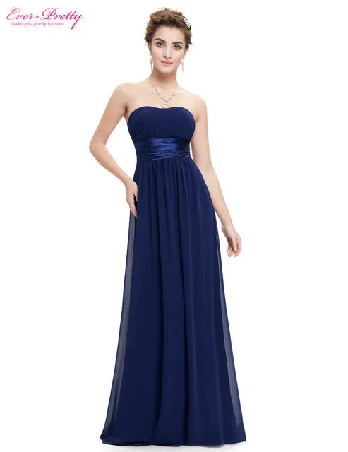 Long Evening Dresses Ever Pretty Strapless Ruched Bust Black Chiffon New Arrival Evening Dresses Style