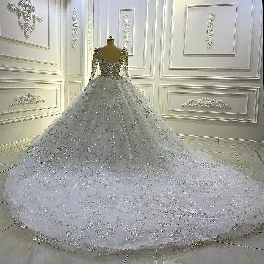 Long Sleeve Wedding Ballgown Dress Classic & Timeless Design