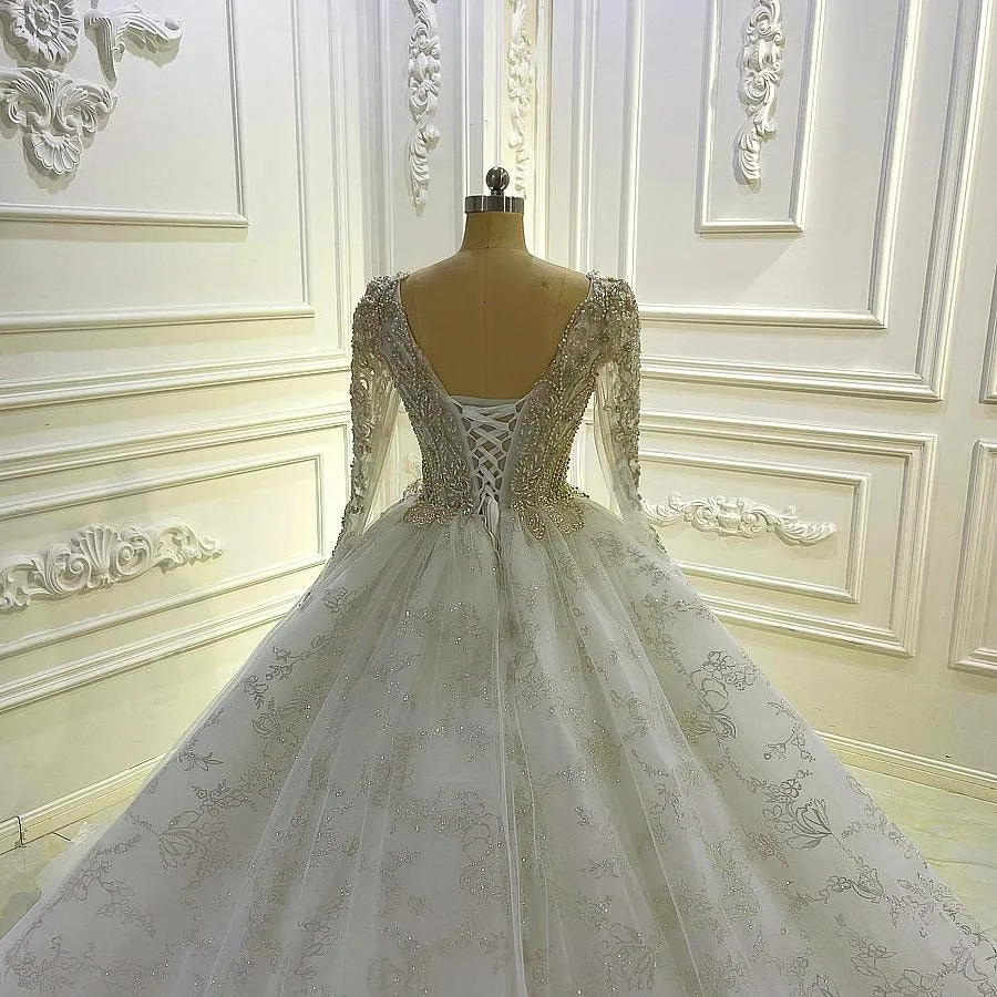 Long Sleeve Wedding Ballgown Dress Classic & Timeless Design