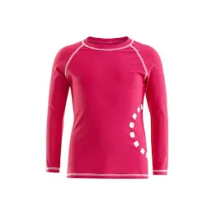 Magenta/ white long-sleeved rash top