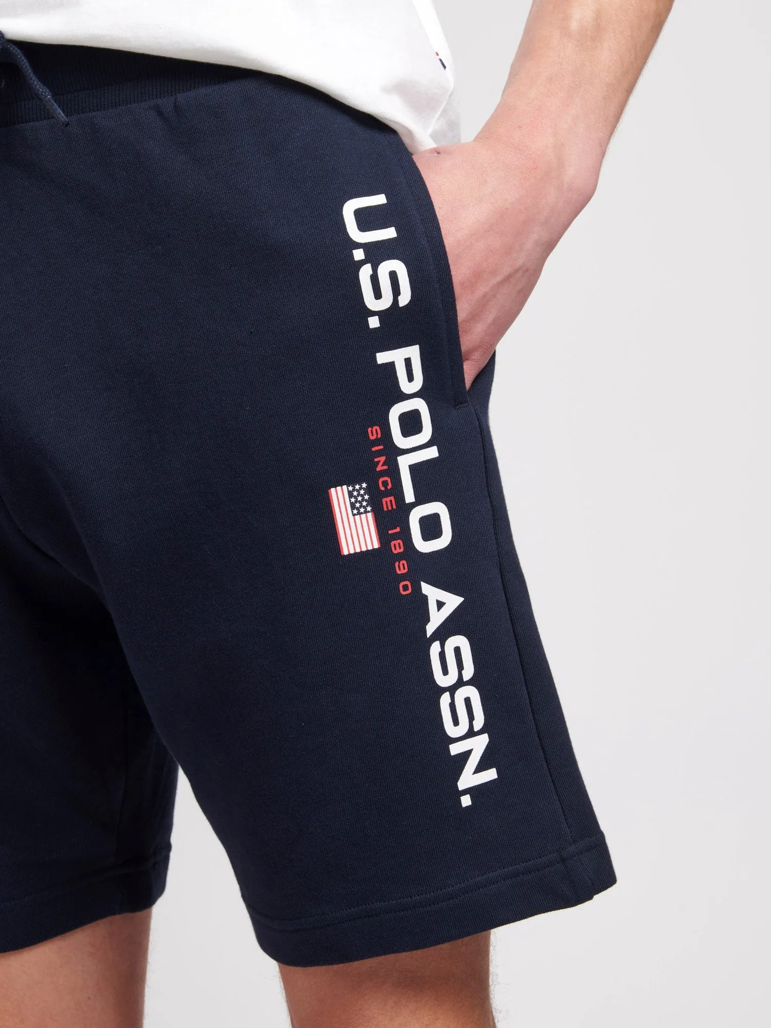 Mens Block Flag Graphic Shorts in Navy Blue