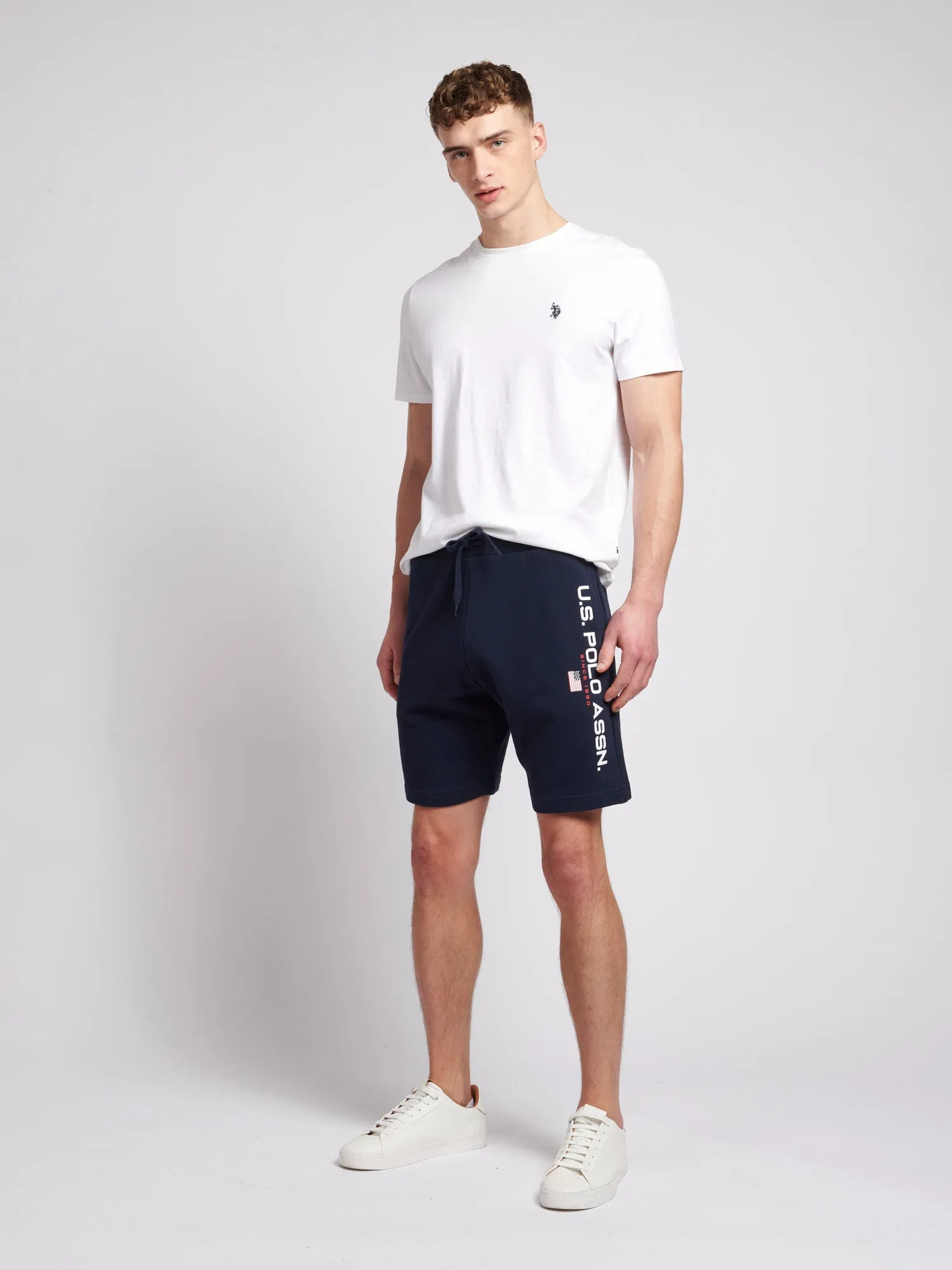 Mens Block Flag Graphic Shorts in Navy Blue