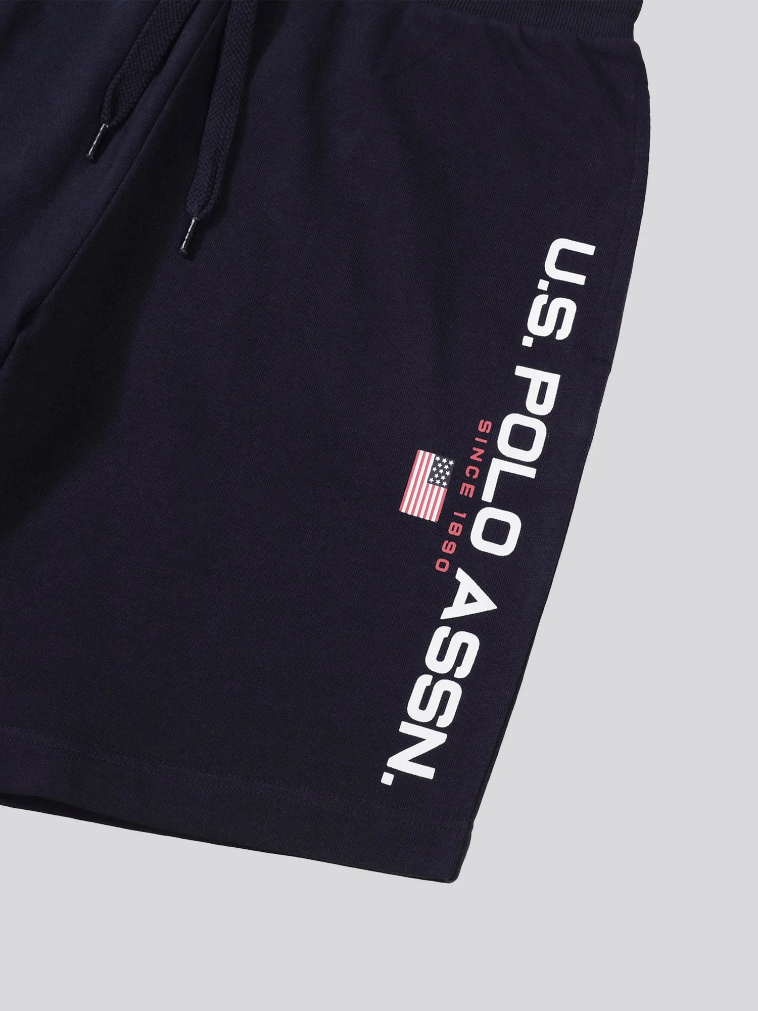 Mens Block Flag Graphic Shorts in Navy Blue