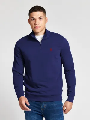 Mens Funnel Neck Quarter Zip Sweatshirt in Insignia Blue