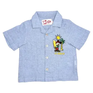 MICKEY SEERSUCKER HAWAIIAN BUTTON DOWN TOP