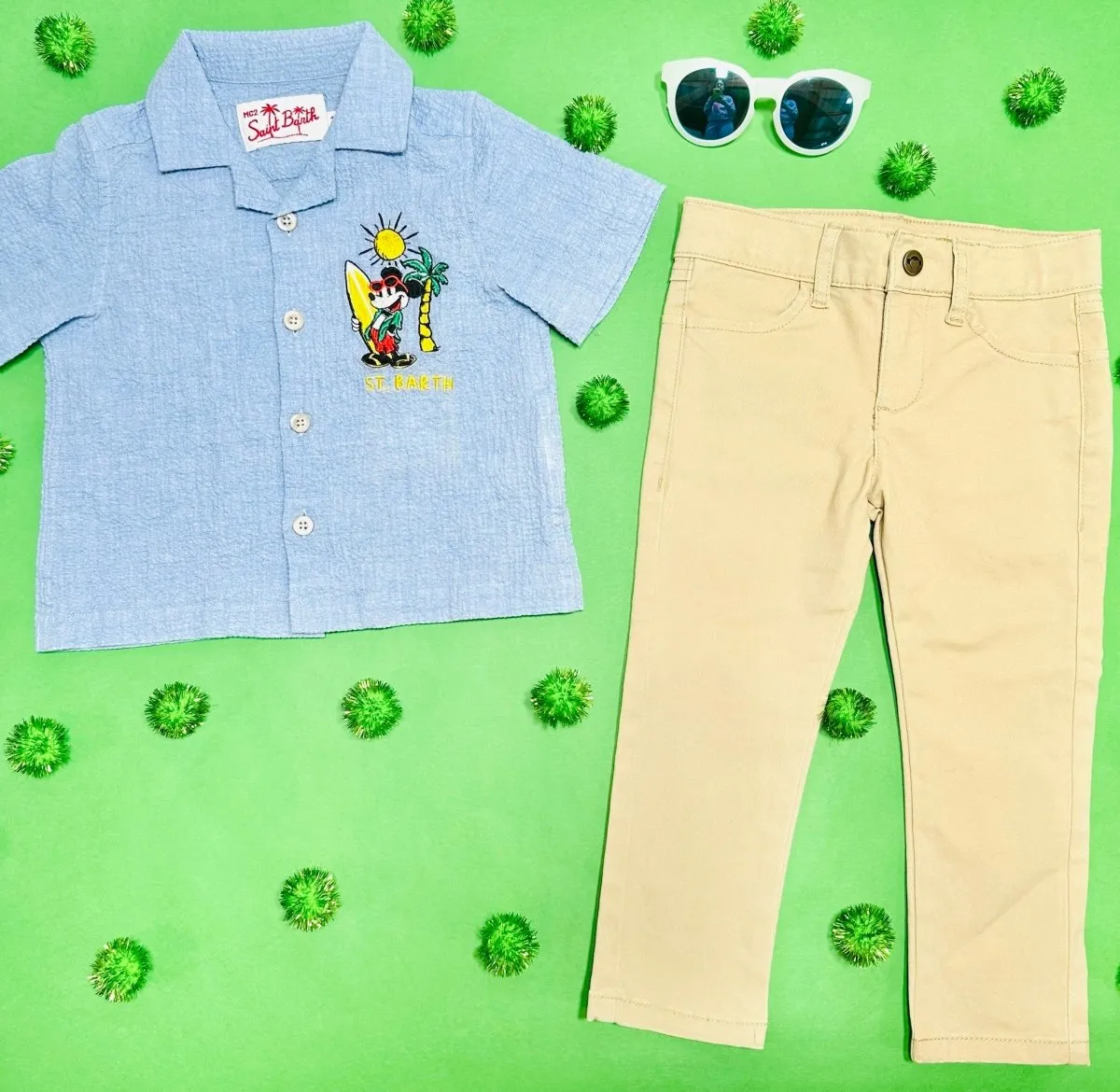 MICKEY SEERSUCKER HAWAIIAN BUTTON DOWN TOP