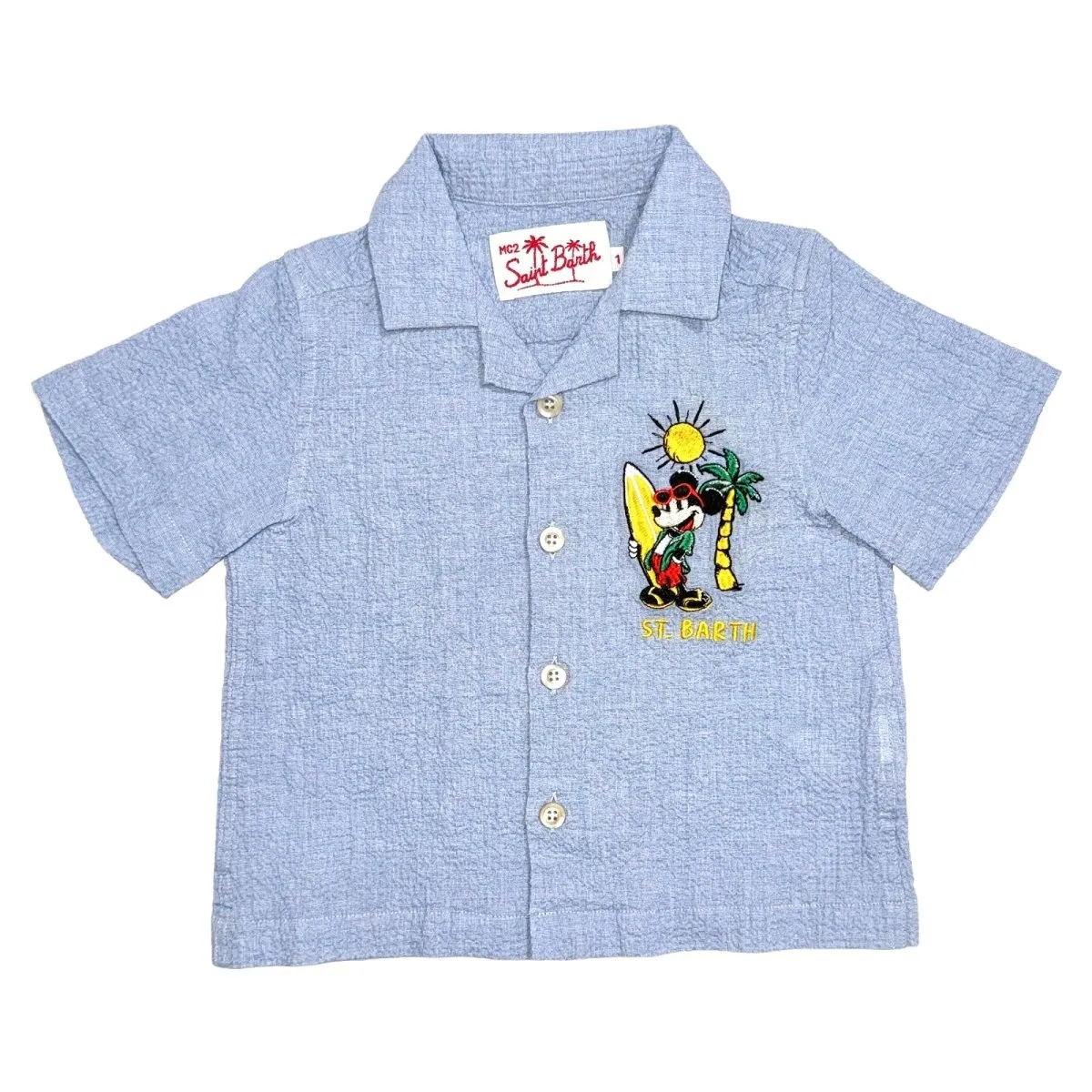 MICKEY SEERSUCKER HAWAIIAN BUTTON DOWN TOP