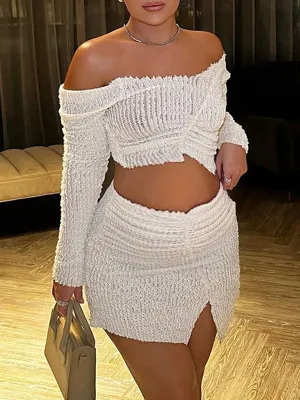 Momnfancy Apricot Off Shoulder  Cascading Ruffle Irregular Crop 2-in-1 Bodycon Party Baby Shower Maternity Mini Dress