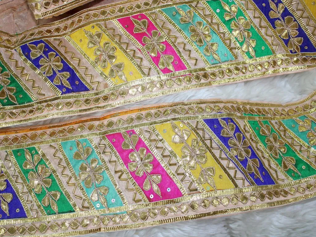 Multicolour Traditional Gota Work Embroidered Border