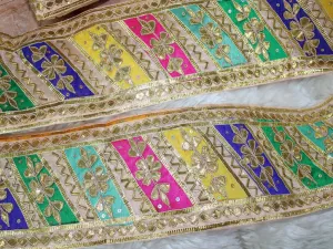 Multicolour Traditional Gota Work Embroidered Border