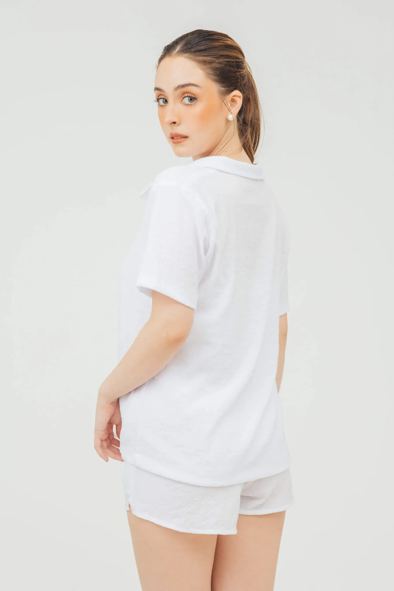 Nala Linen Button Down Polo and Shorts Set