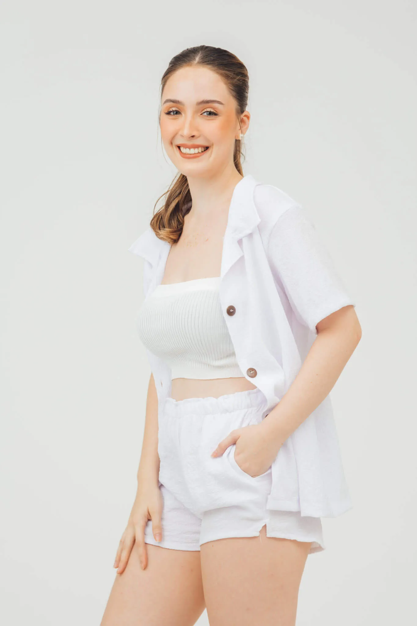 Nala Linen Button Down Polo and Shorts Set