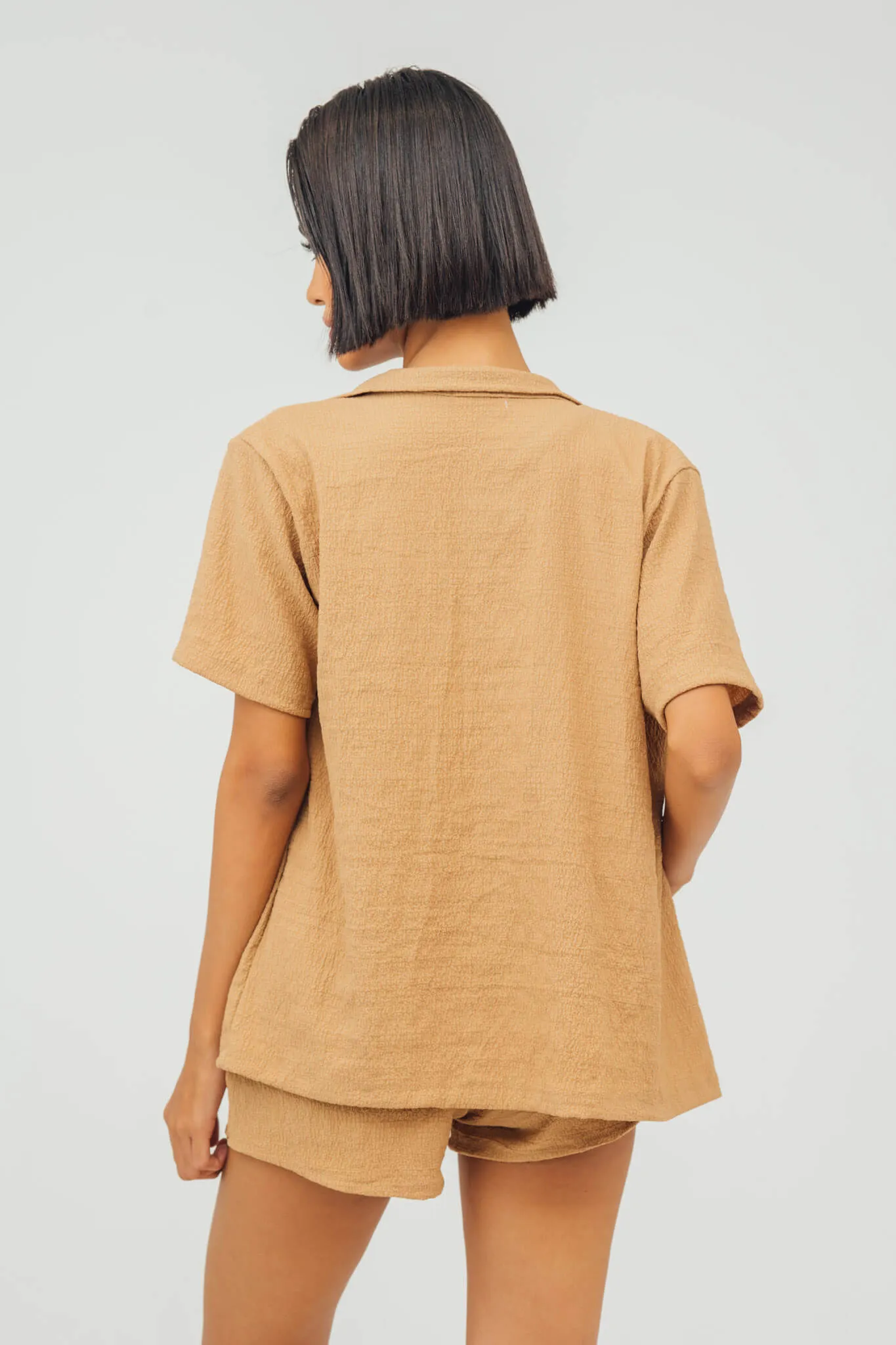 Nala Linen Button Down Polo and Shorts Set
