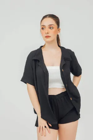 Nala Linen Button Down Polo and Shorts Set