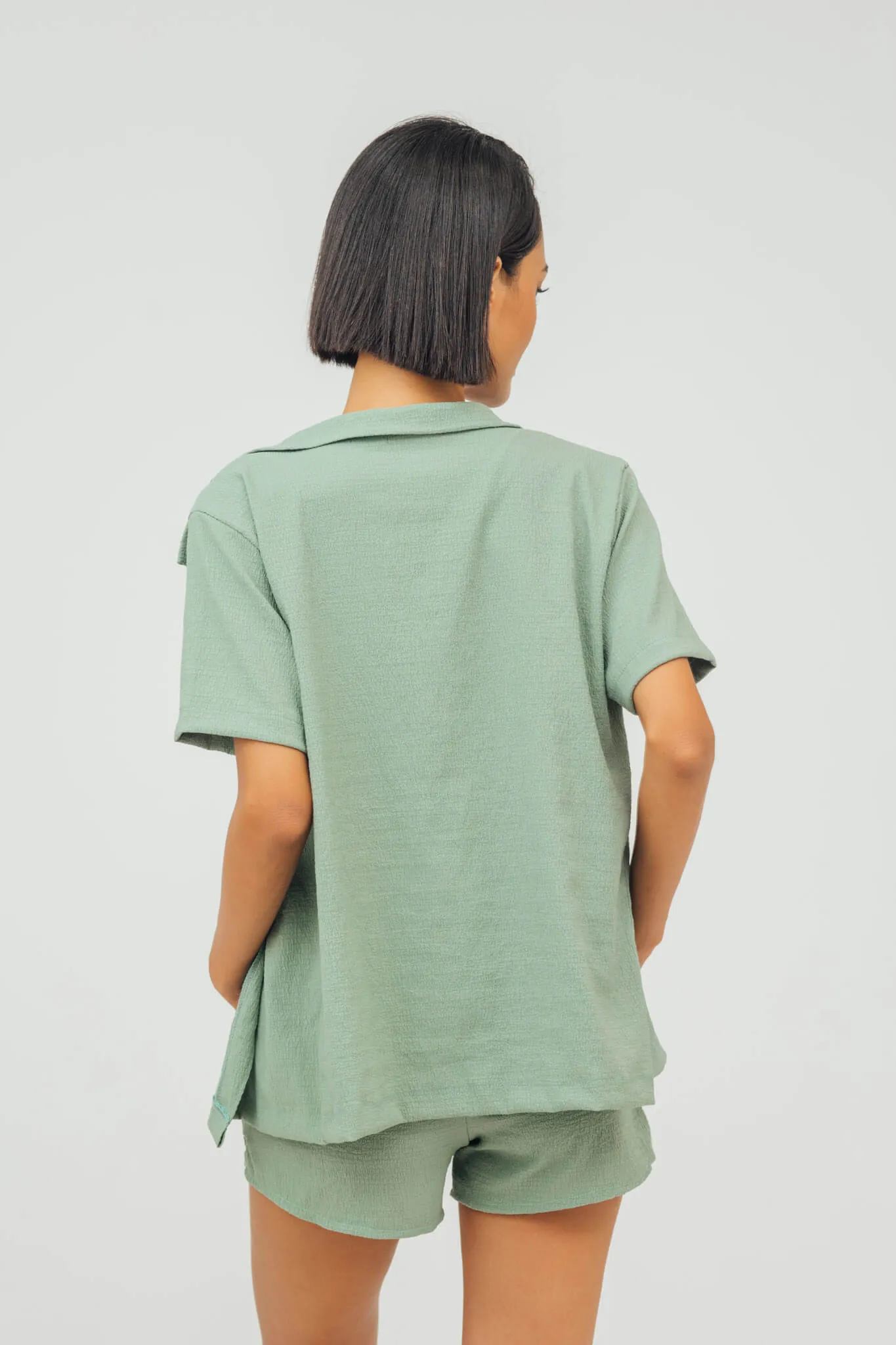 Nala Linen Button Down Polo and Shorts Set