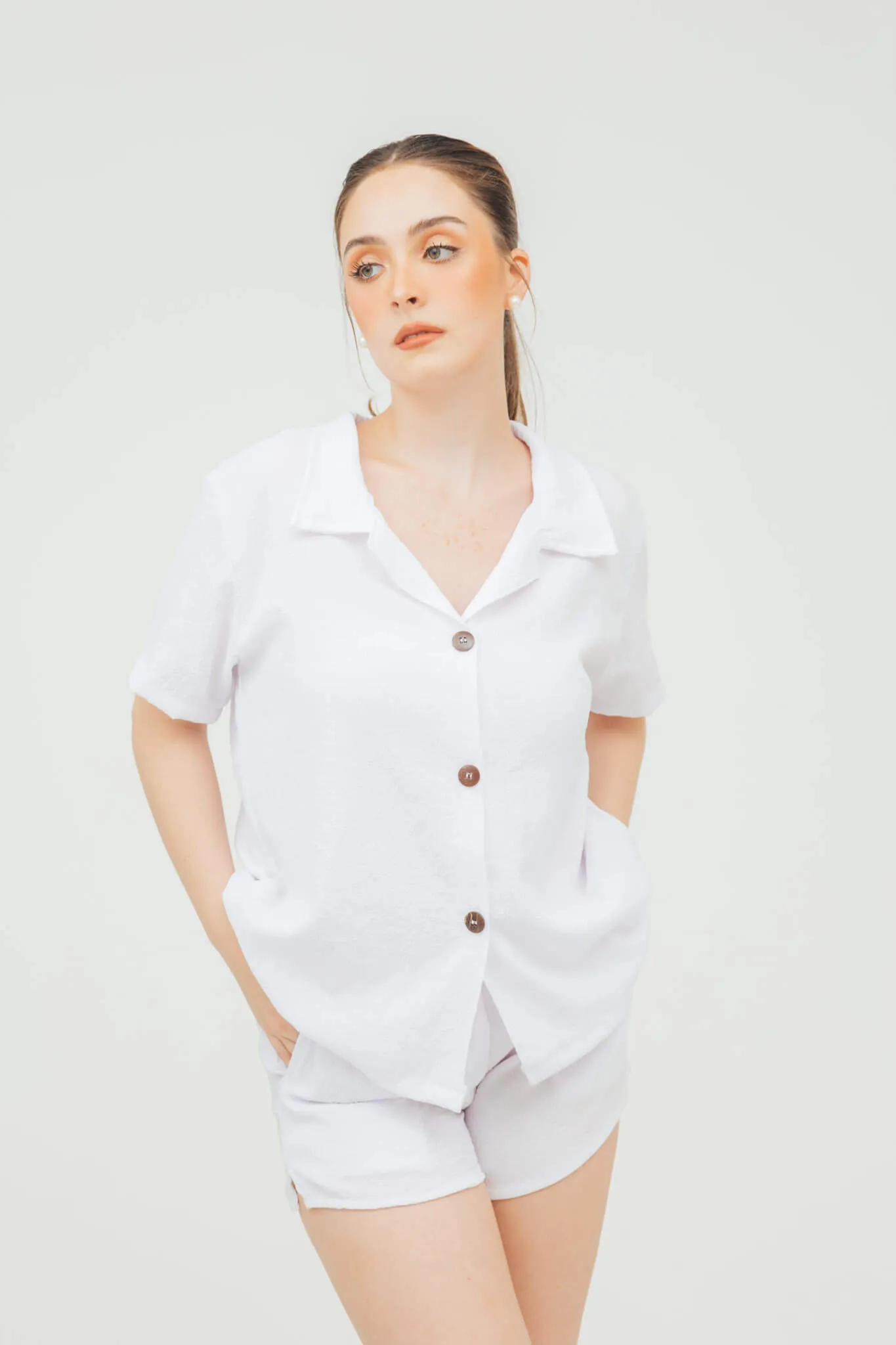 Nala Linen Button Down Polo and Shorts Set