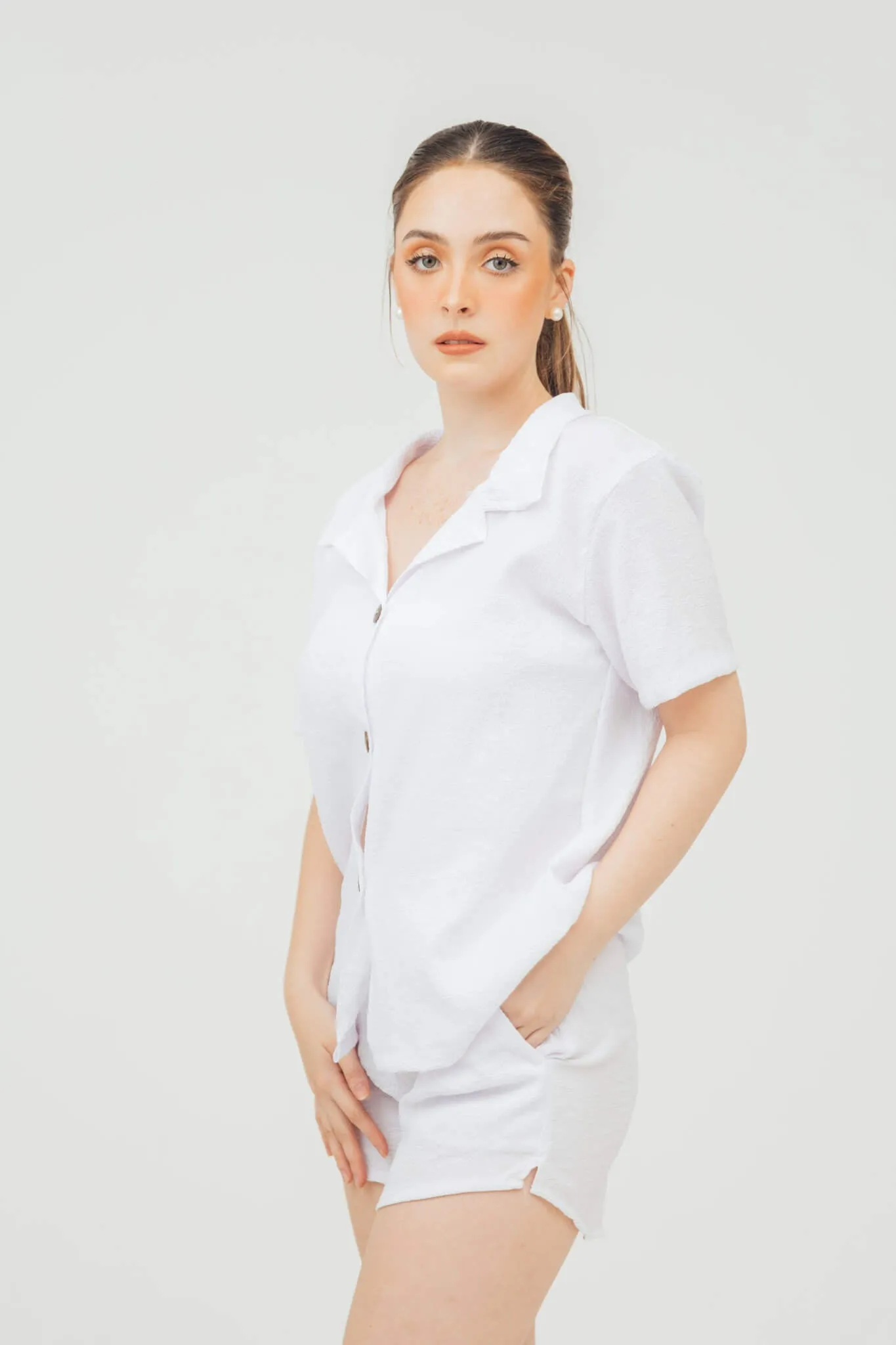 Nala Linen Button Down Polo and Shorts Set