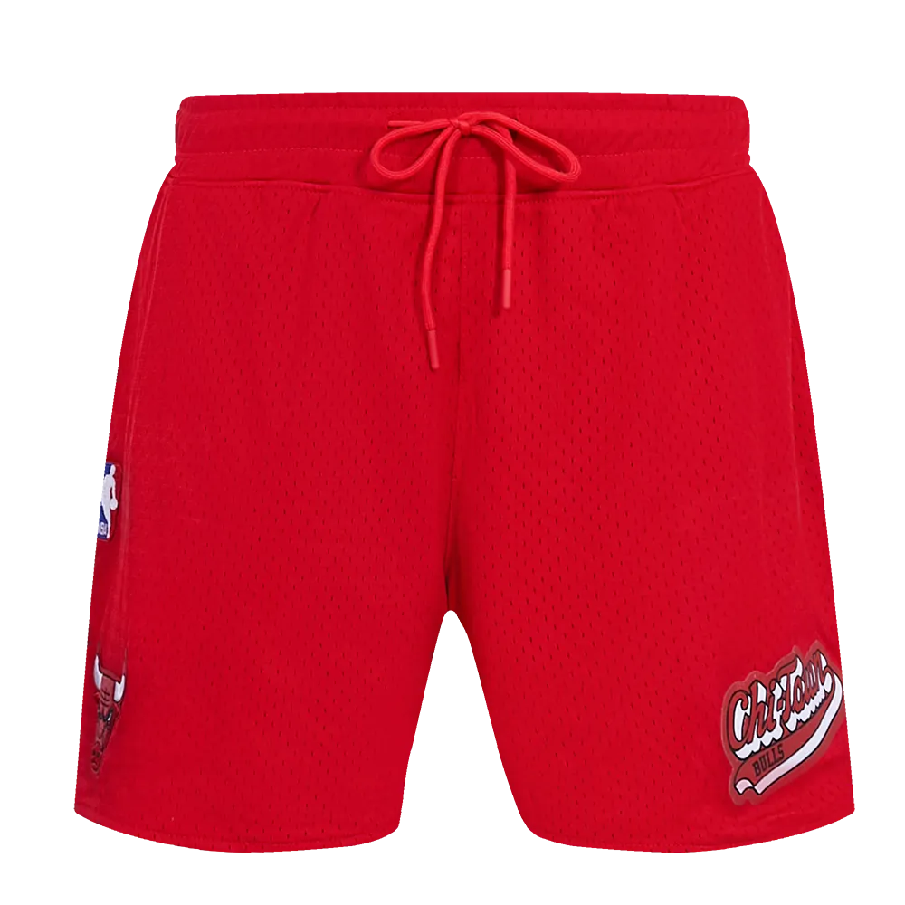 NBA CHICAGO BULLS SCRIPT TAIL WOMEN'S MESH SHORT (RED)