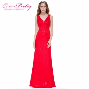New Arrival Formal Evening Dresses Long Ever Pretty Women Elegant V Neck Sleeveless Evening Dresses