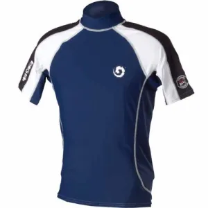 New Men's Anti-UV Short Sleeve Rash Guard (X-Small) for Scuba Diving, Snorkeling, Swimming & Surfing - Navy Blue