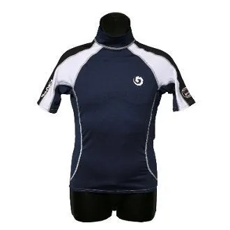 New Men's Anti-UV Short Sleeve Rash Guard (X-Small) for Scuba Diving, Snorkeling, Swimming & Surfing - Navy Blue