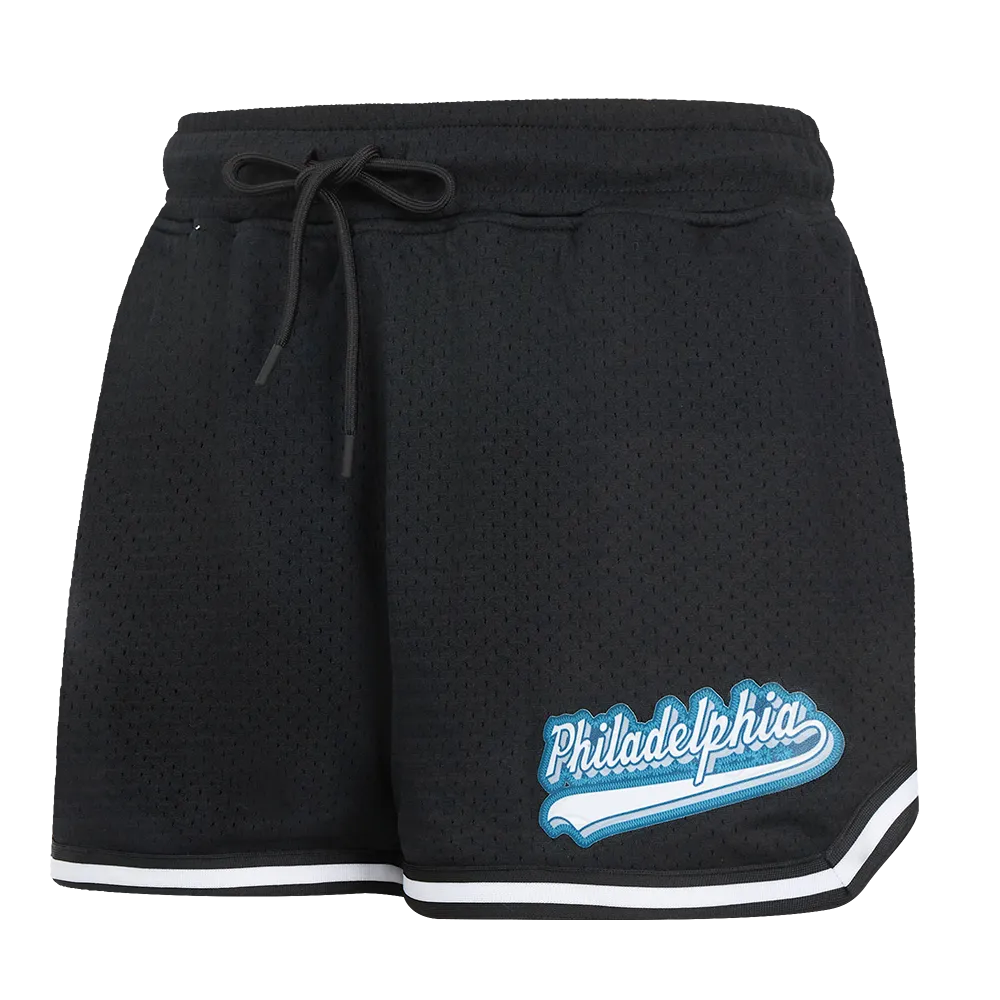 NFL PHILADELPHIA EAGLES SCRIPT TAIL WOMEN'S MESH TAPE SHORT (BLACK)