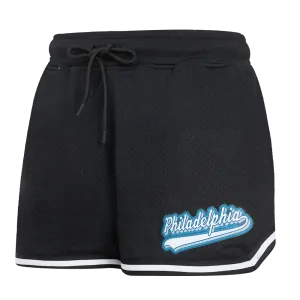 NFL PHILADELPHIA EAGLES SCRIPT TAIL WOMEN'S MESH TAPE SHORT (BLACK)