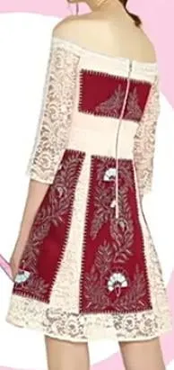 Off-The-Shoulder Embroidered Lace A-Line Dress