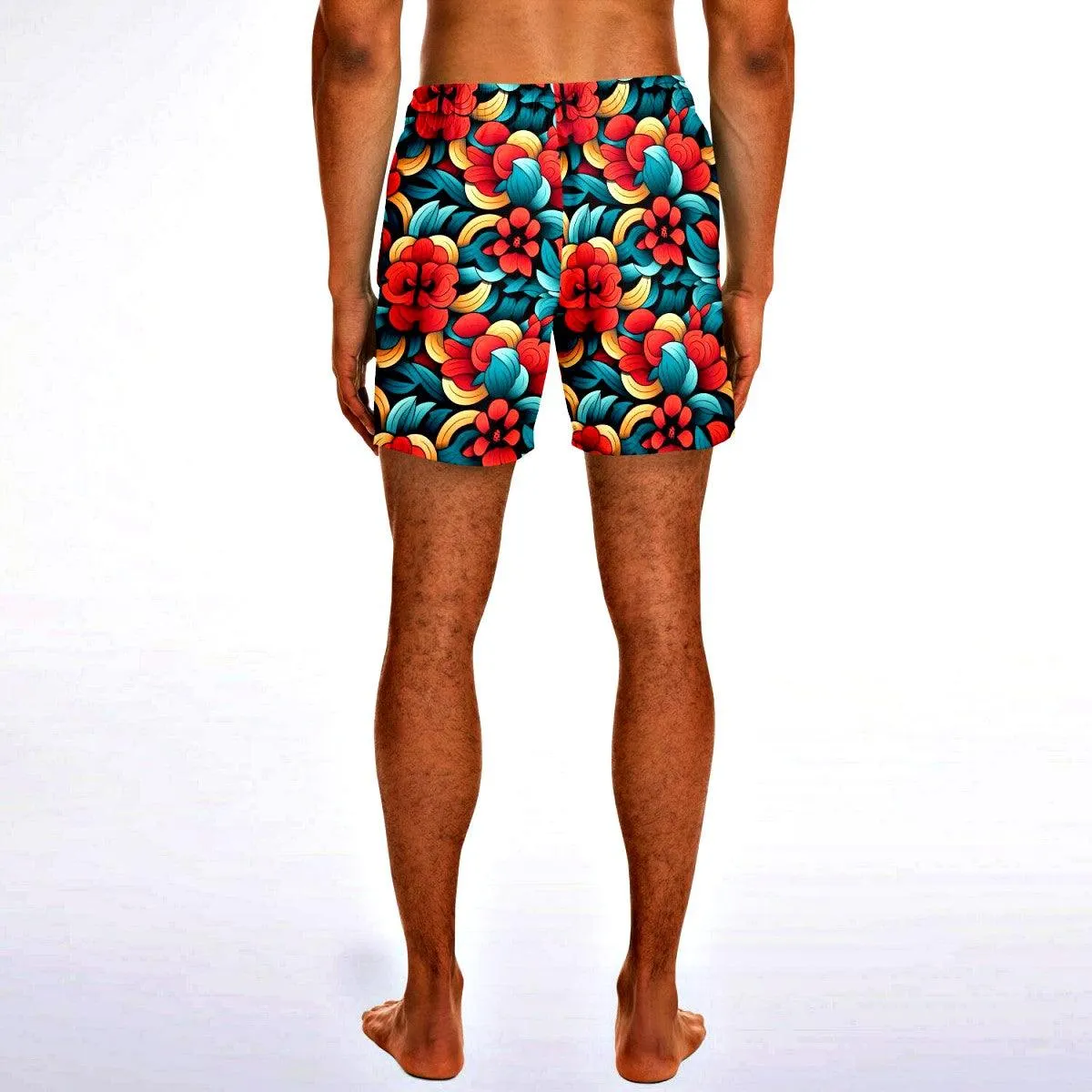 Oriental Flower Short Swim Trunks Men