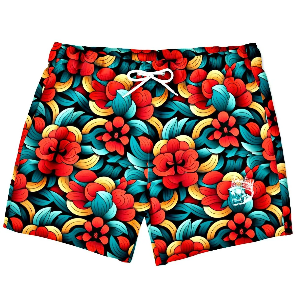 Oriental Flower Short Swim Trunks Men
