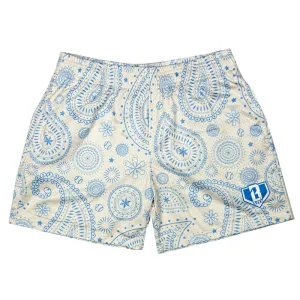 Paisley Youth Shorts - Bone/Light Blue