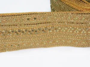 Peach & Golden Sequins Zari Embroidered Border