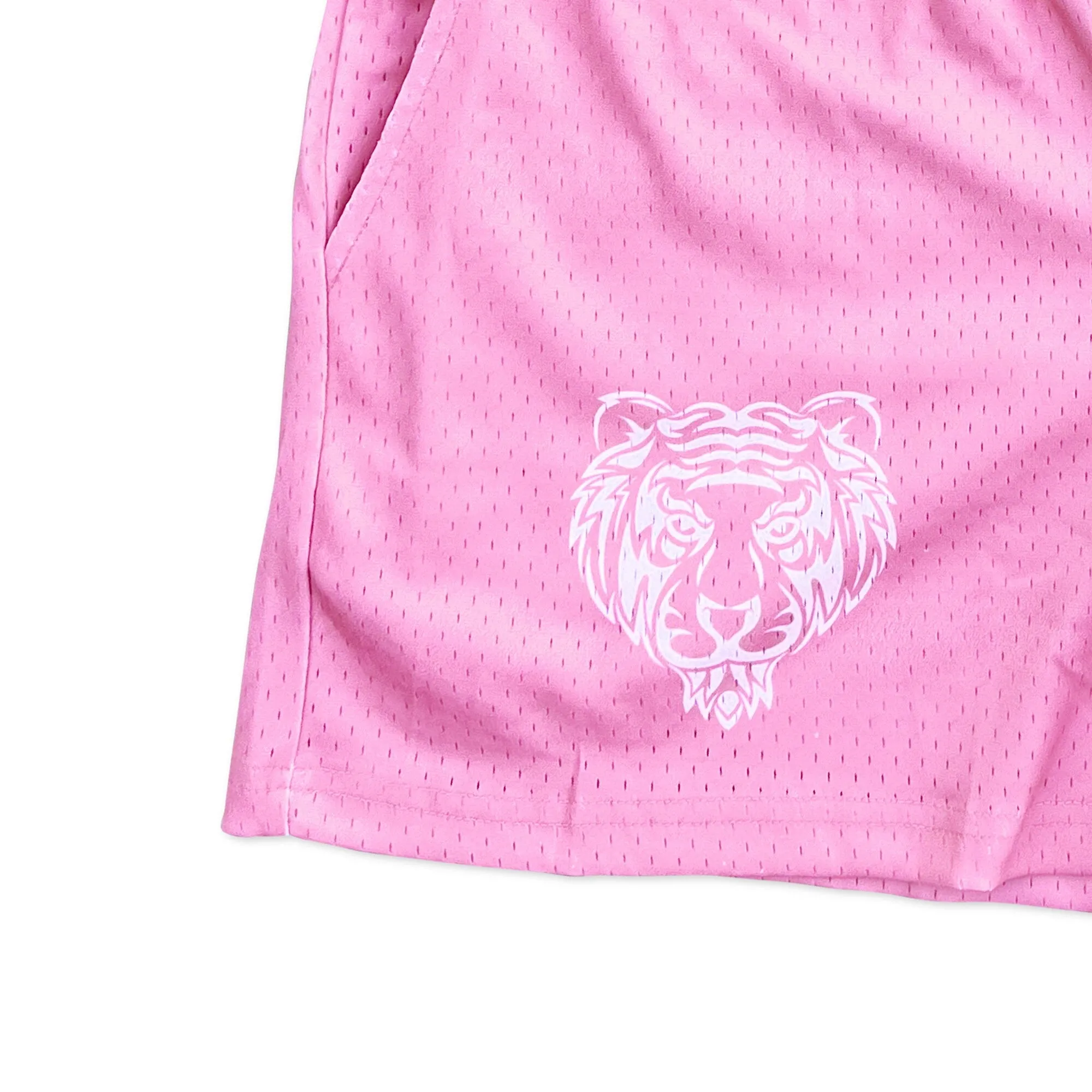 Pink - Premium Mesh JJ Shorts - 5 Inch Inseam - Vintage Gym Basketball Fit