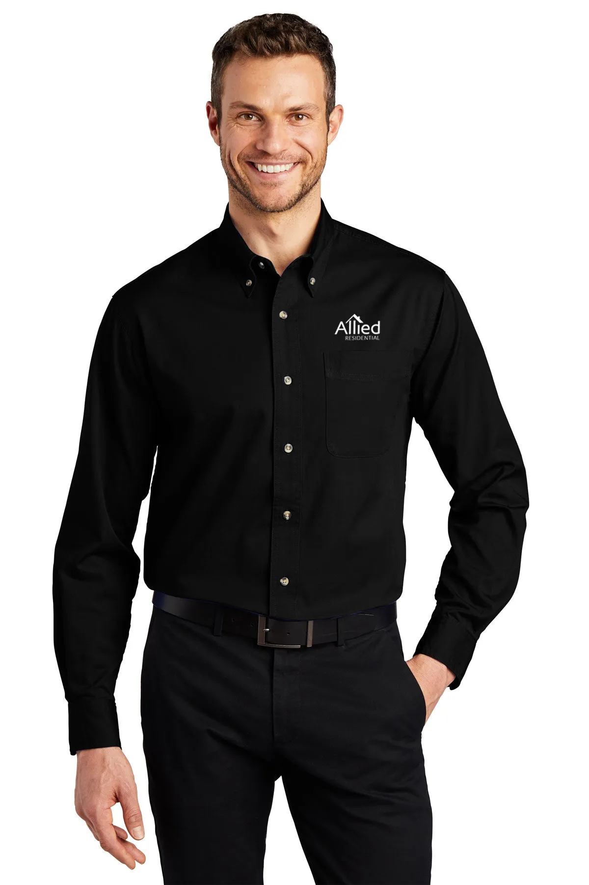Port Authority Long Sleeve Twill Shirt, Black [Allied Residential]
