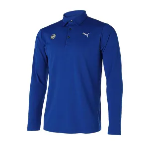 PUMA Stretch Pique Badge Men's Long Sleeve Polo (Festive Blue)