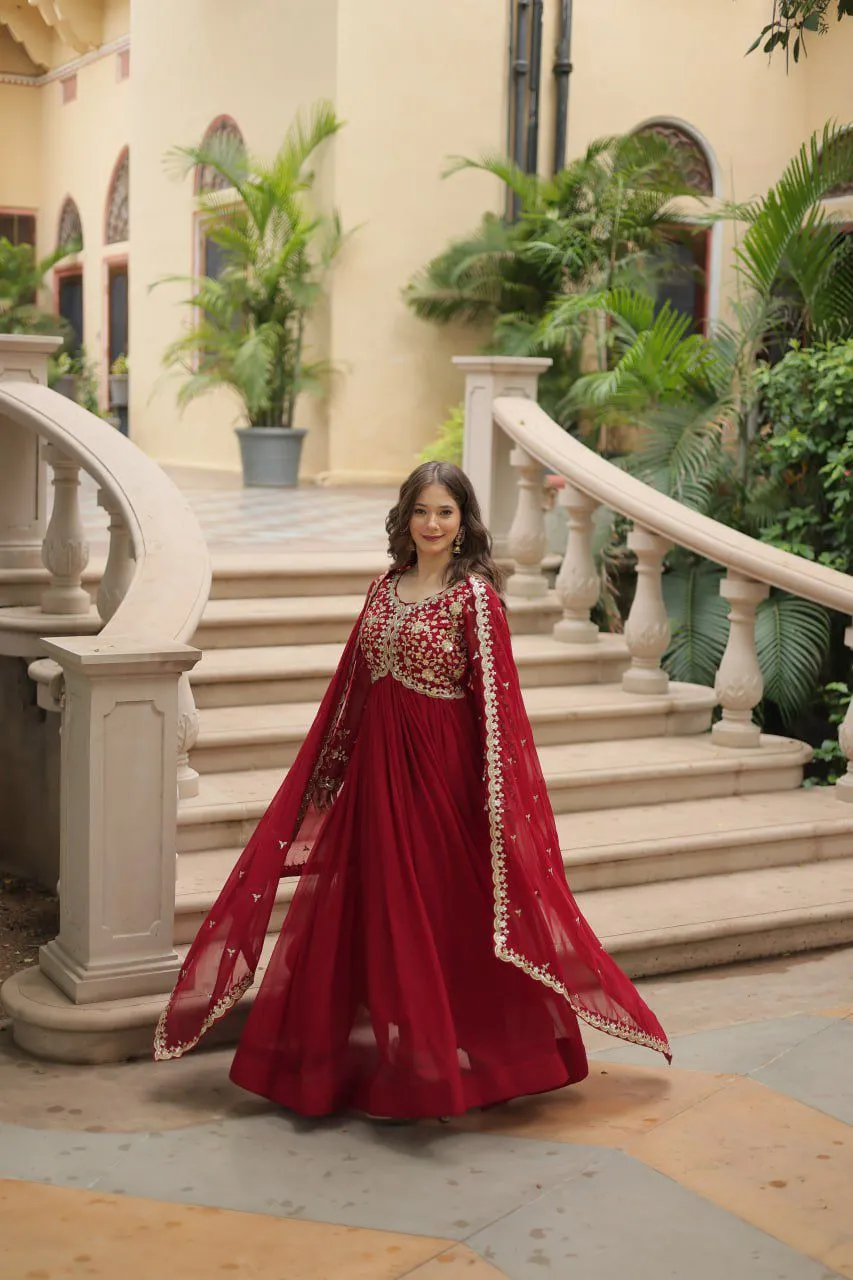 "Blooming Beauty Gown for Women - Faux Sequins & Embroidery - Formal Wear"