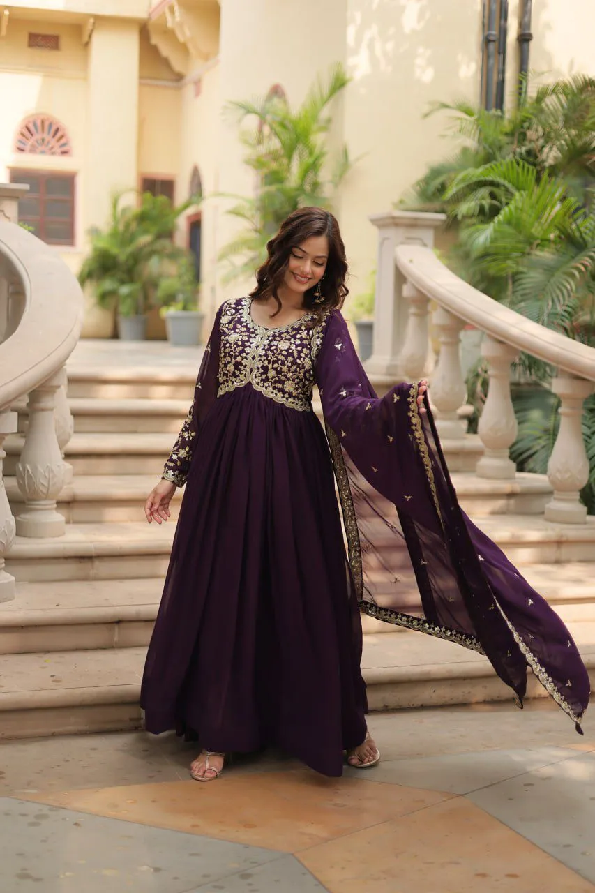 "Blooming Beauty Gown for Women - Faux Sequins & Embroidery - Formal Wear"