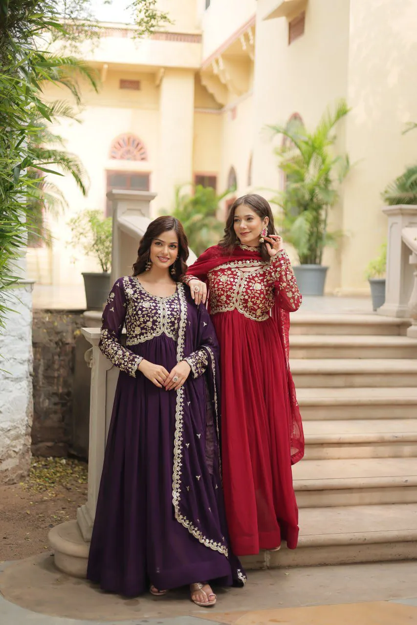 "Blooming Beauty Gown for Women - Faux Sequins & Embroidery - Formal Wear"