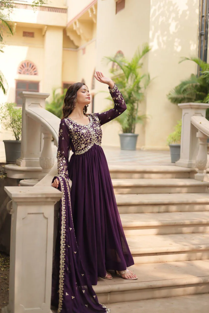 "Blooming Beauty Gown for Women - Faux Sequins & Embroidery - Formal Wear"