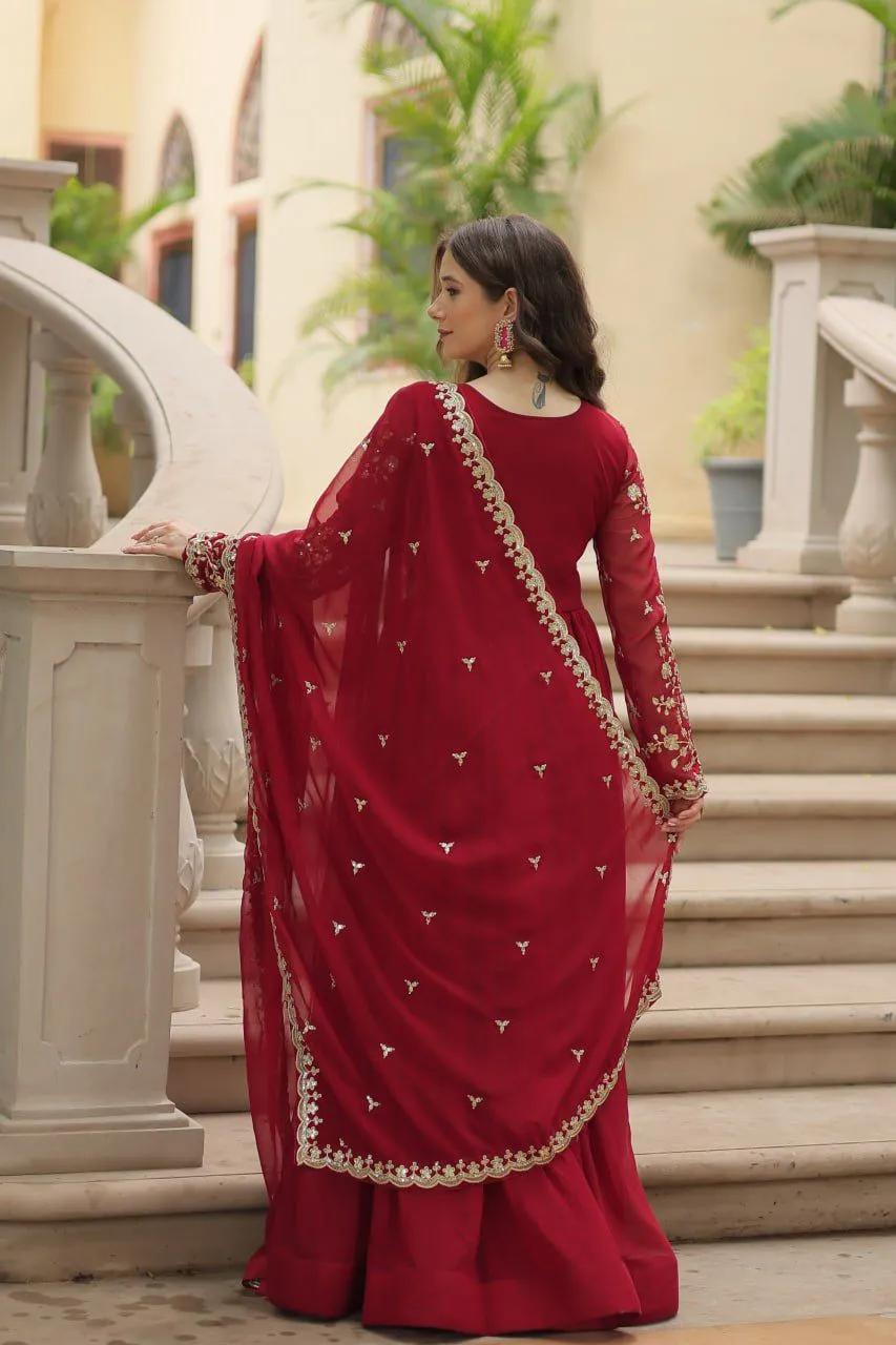 "Blooming Beauty Gown for Women - Faux Sequins & Embroidery - Formal Wear"